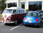 My 66 Westy and Mary's 02 Beetle